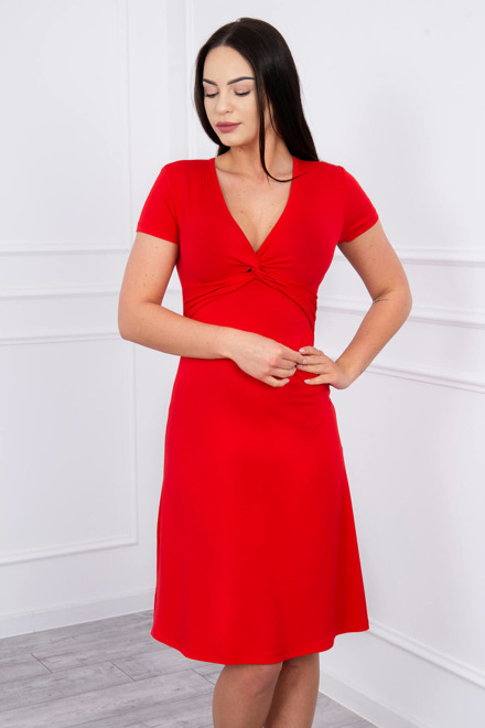 Šaty s ozdobným preložením červené