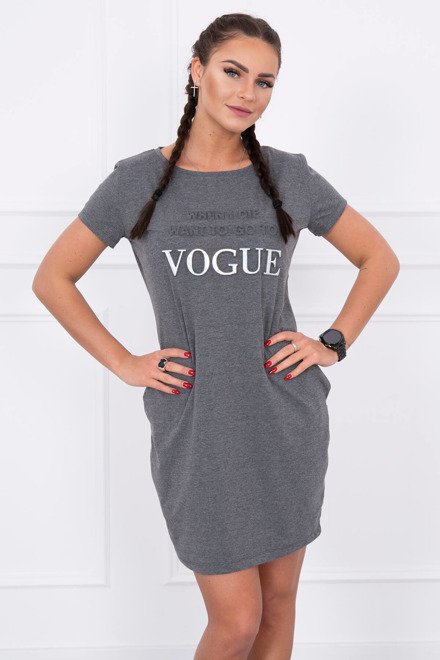 Vogue šaty s vreckami grafitové