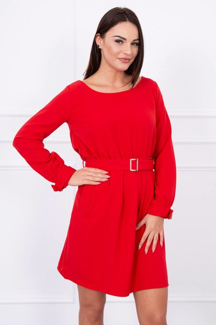 Šaty s opaskom červené