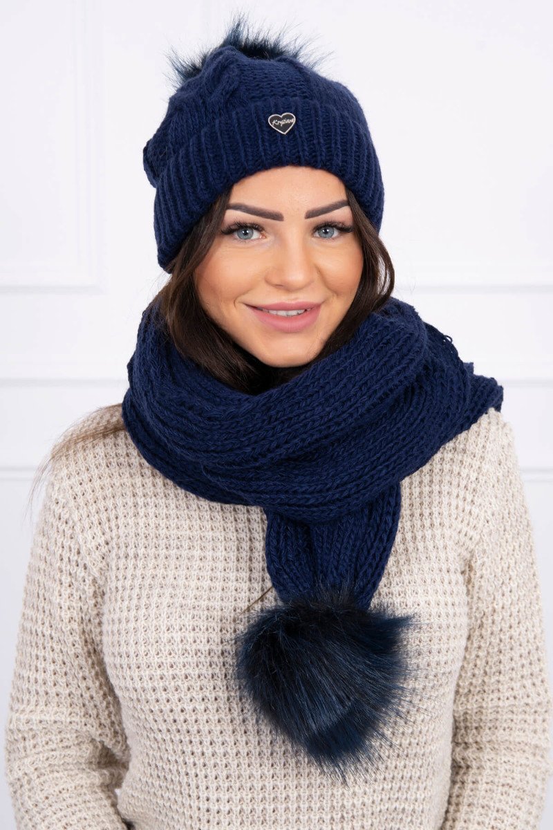 Komplet zimný dámska čiapka a šál modrá