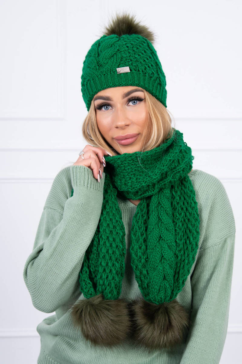 Zimný set - čiapka a šál zelená