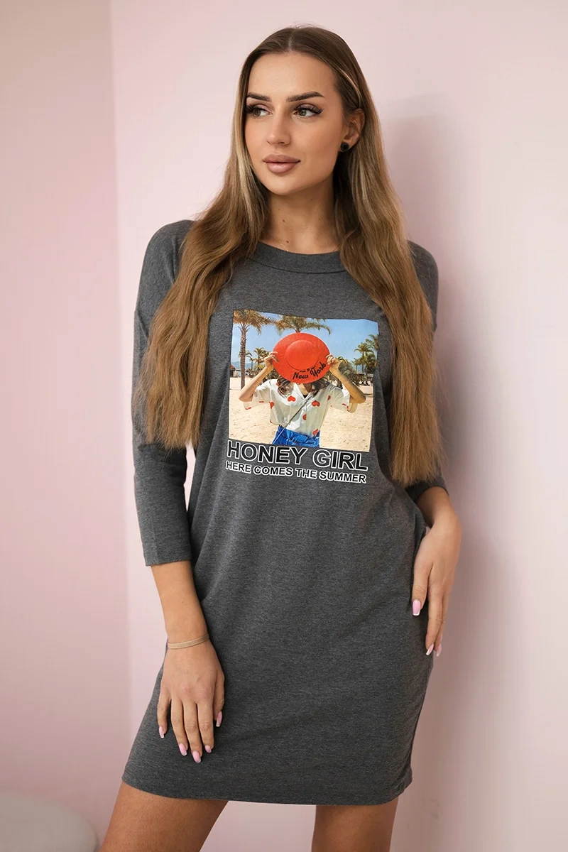 Šaty s potlačou Honey girl grafitu