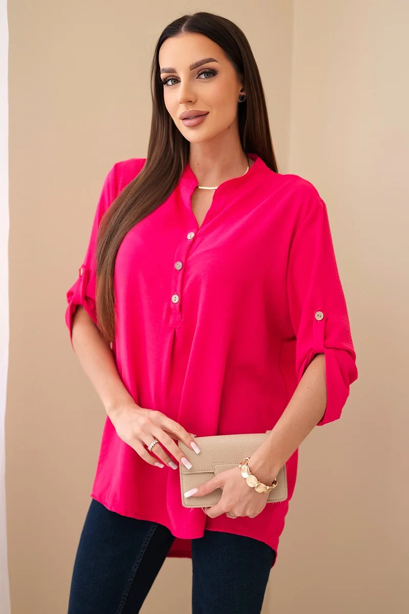 Blúzka s dlhším chrbtom fuchsia