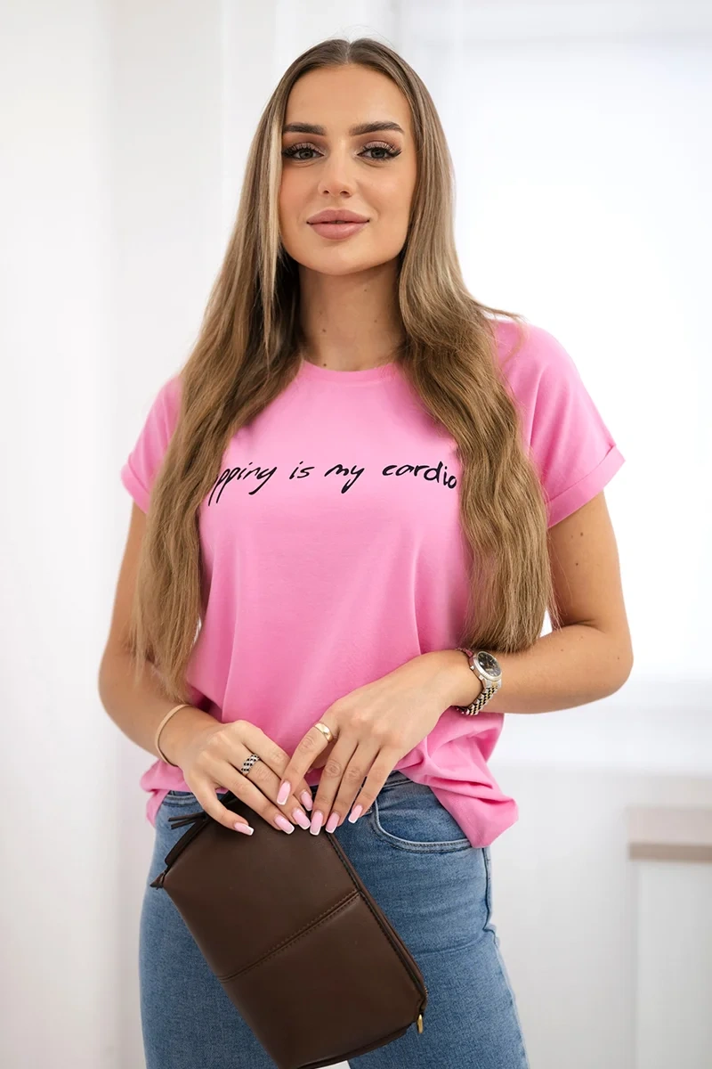 Dámske tričko Shopping is my cardio svetlo ružová