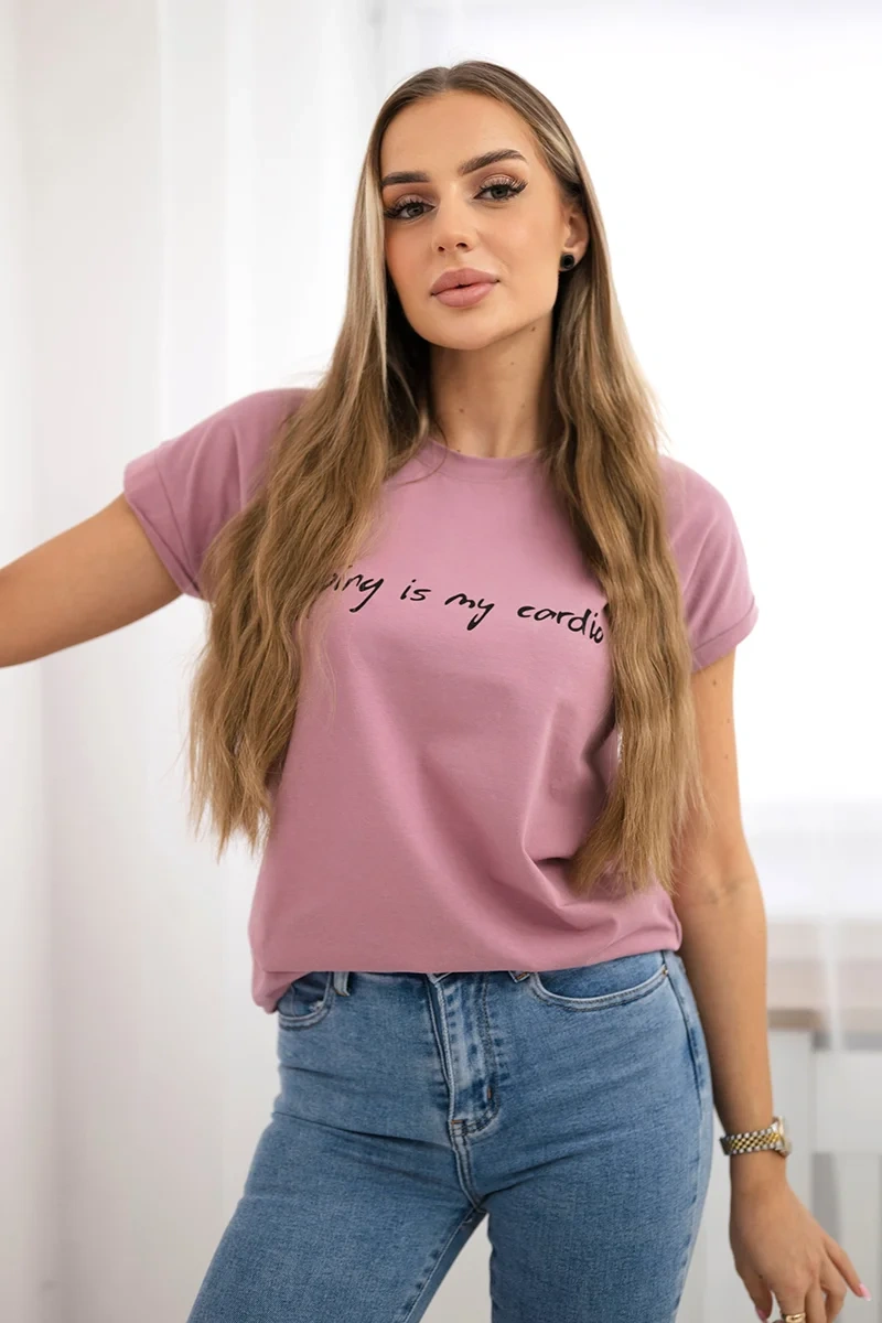 Dámske tričko Shopping is my cardio tmavo ružová