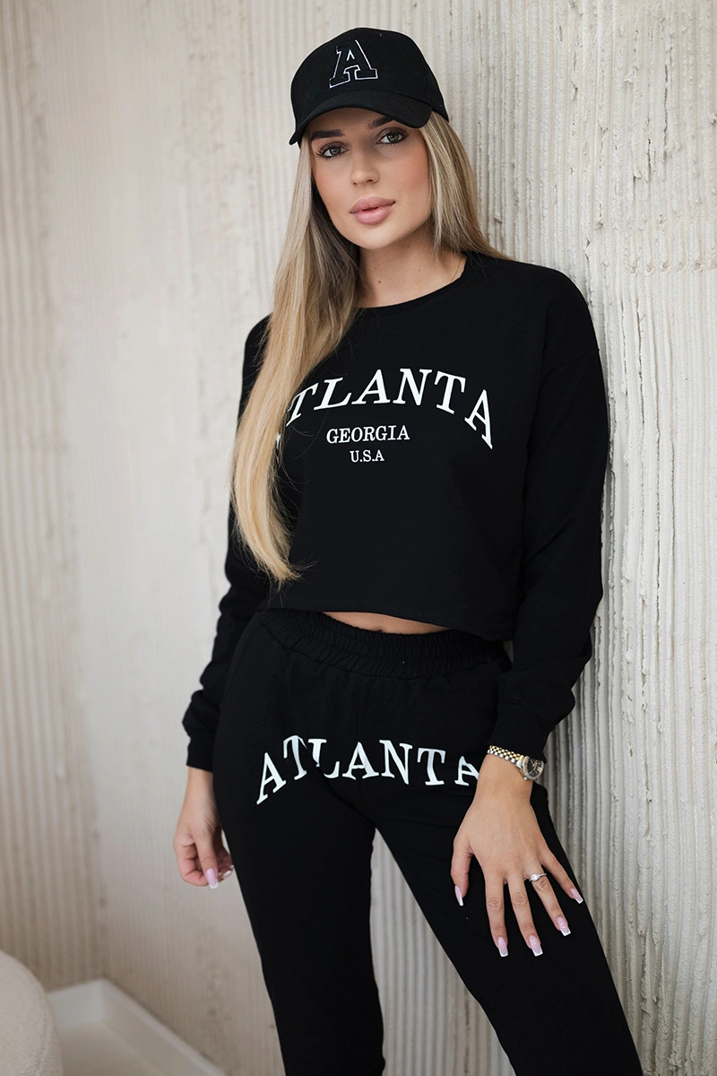 Dámska tepláková súprava s potlačou Atlanta čierna