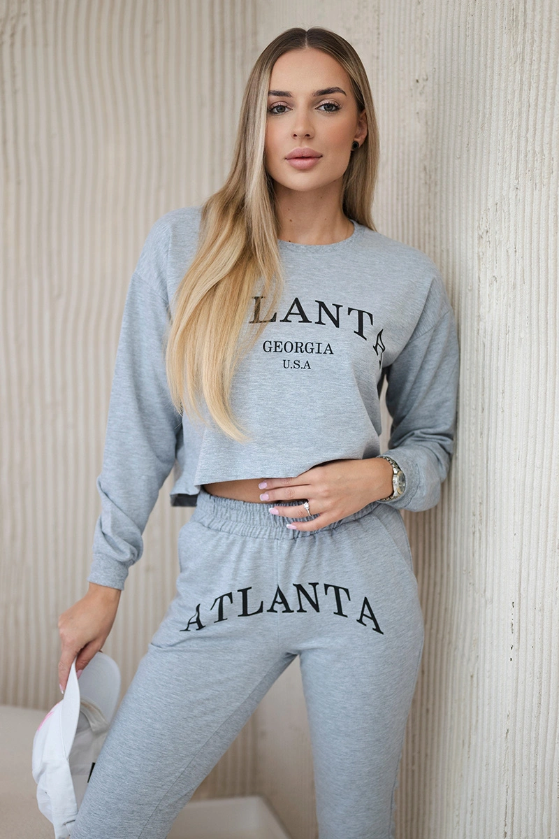 Dámska tepláková súprava s potlačou Atlanta sivá