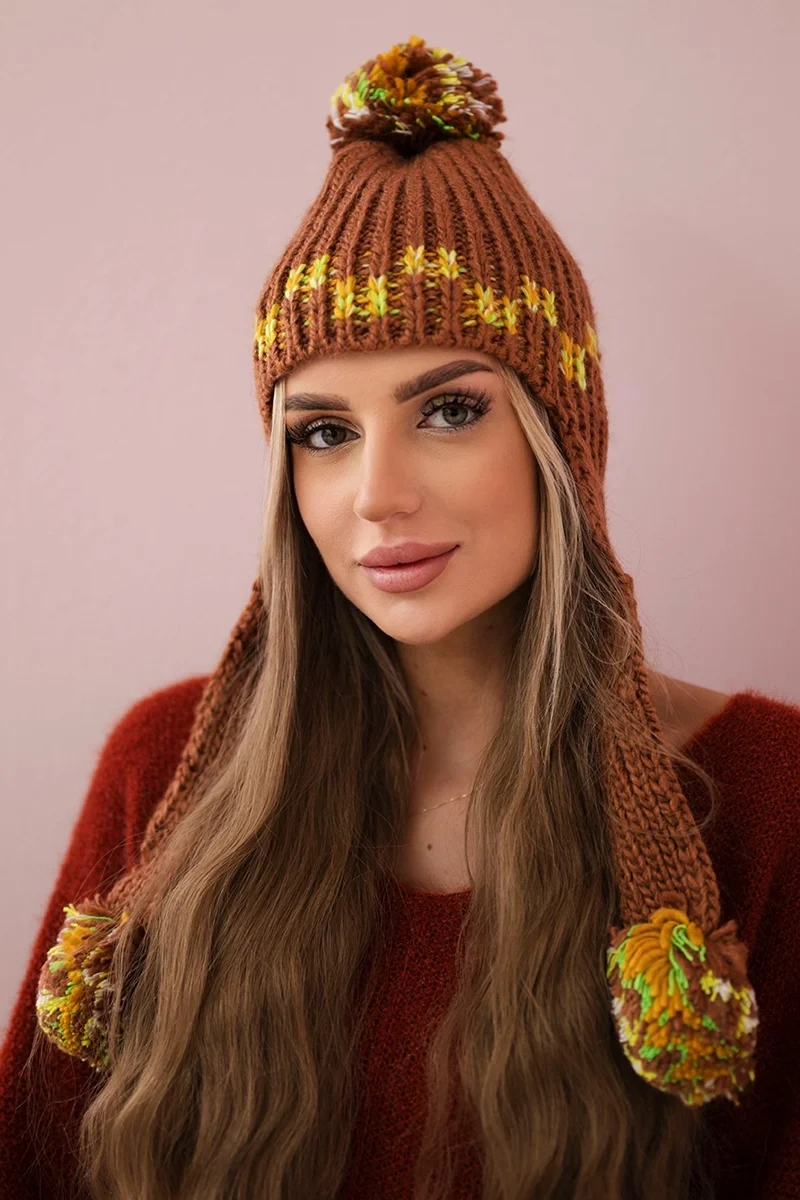 Dámska čiapka s dlhými ušami Nadia K321 kamel