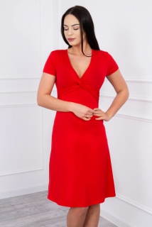 Šaty s ozdobným preložením červené