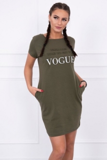Vogue šaty s vreckami kaki