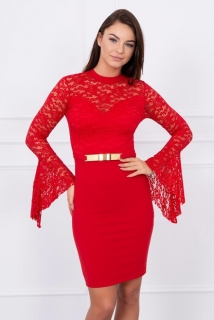 Červené šaty s čipkou top