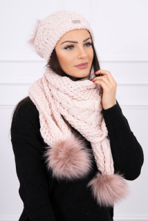 Zimný set - čiapka a šál prášková ružová svetlá