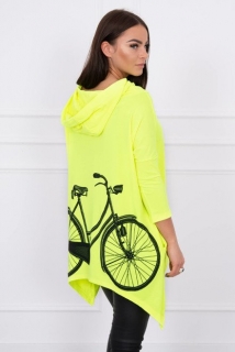 Mikina asymetrická bicykel žltý neon