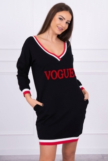 Športové šaty čierne s nápisom Vogue
