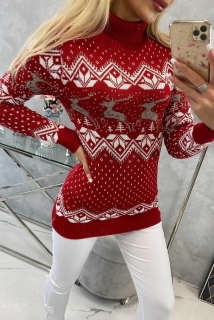 Vianočný sveter dámsky červený