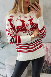 Vianočný sveter s vianočnou tematikou smotanový